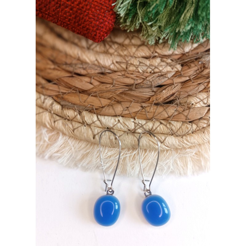 Boucles d'oreilles longues bleues