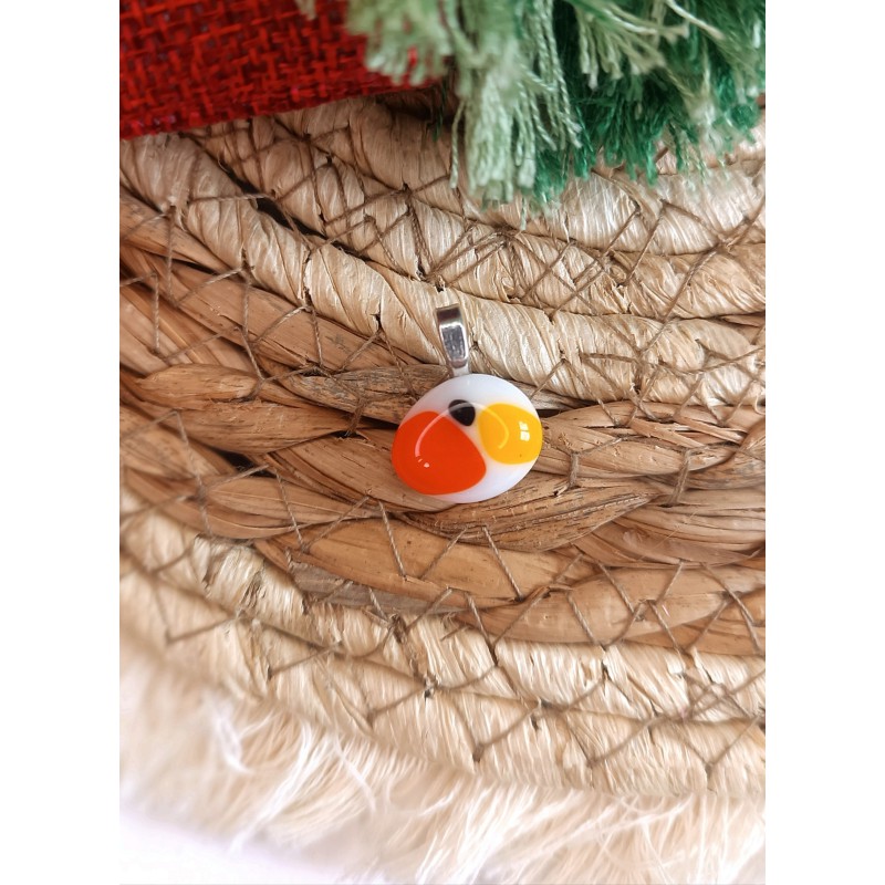 Pendentif oiseau blanc et orange